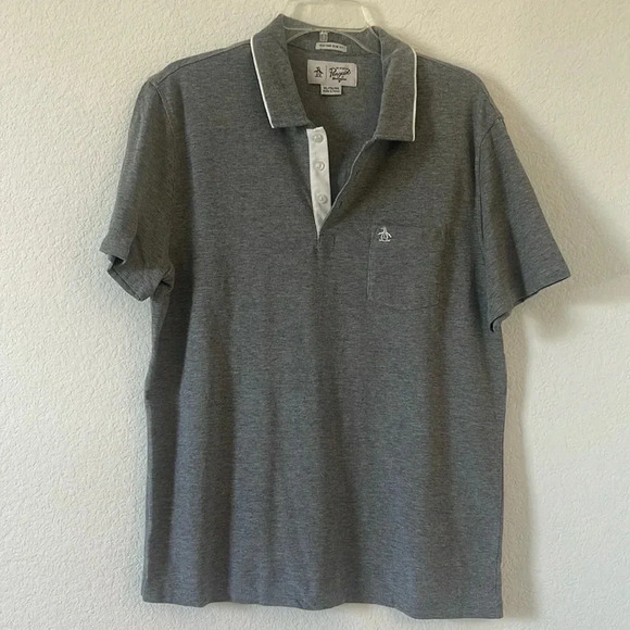 Original Penguin | Collared Shirt | Heritage Slim Fit | Grey | Sz XL - Picture 1 of 5